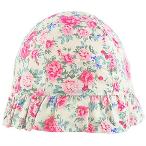 Girls Floral Cotton Sun Hat - 2 to 10 years.