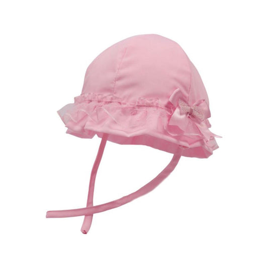 Baby Girls Sun Hat with Lace and Bow - 0 to 24 Months