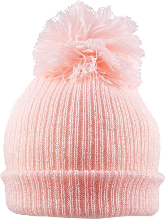 Baby Knitted Hat with Pom-Pom - Newborn to 12 Months