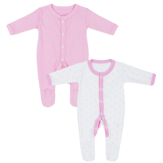 Baban Baby Premature Round Neck Sleepsuits - 2 Pack