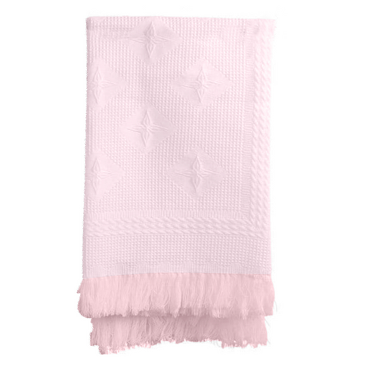 Baby Knitted Shawl with Star Design - Pink