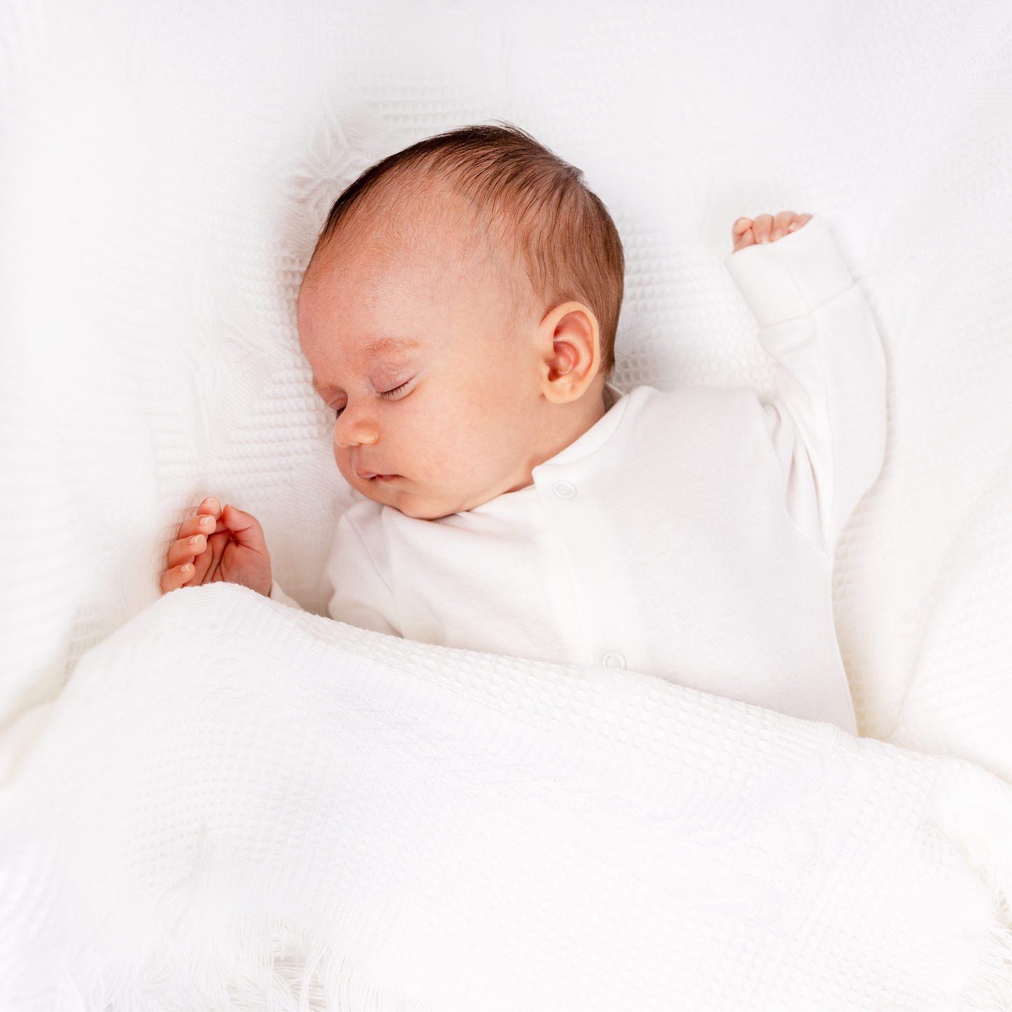 Baby Knitted Shawl with Star Design - Cream