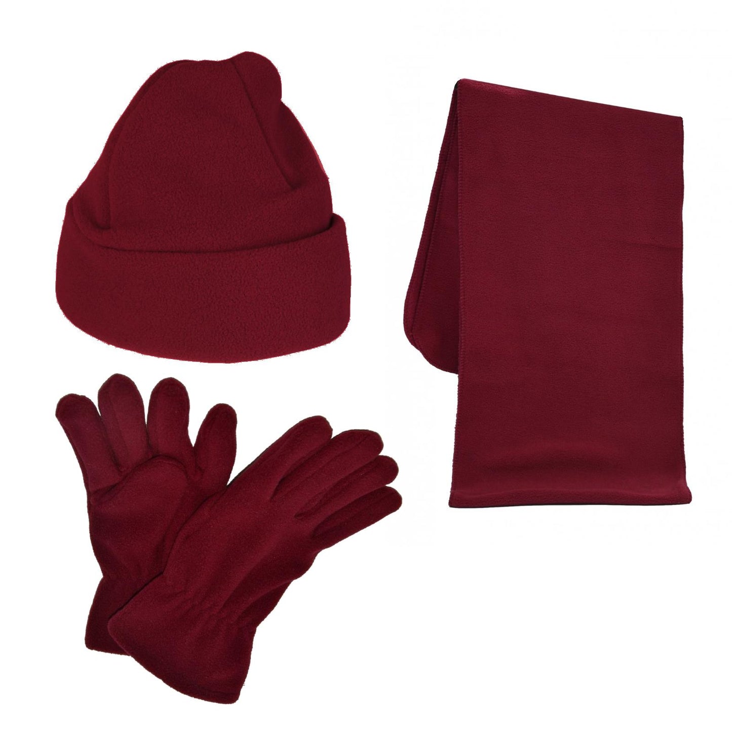 Kids Winter Fleece Accessories Set - Hat, Gloves And Scarf