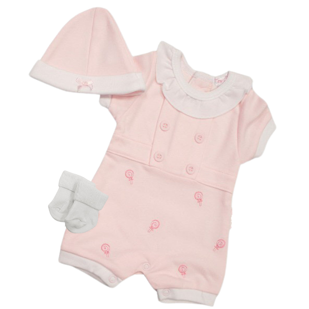 Premature Baby Short Romper, Hat & Socks Set 3-5lb & 5-8lb