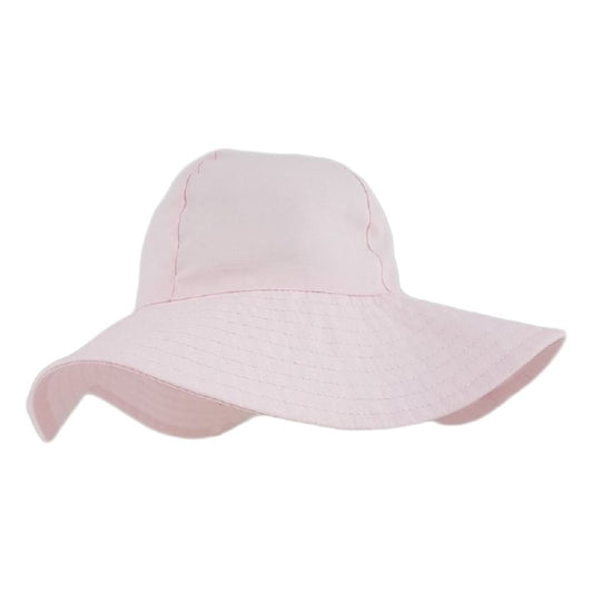 Girls Wide Brim Cotton Sun Hat - 0-3 Months to 2 Years