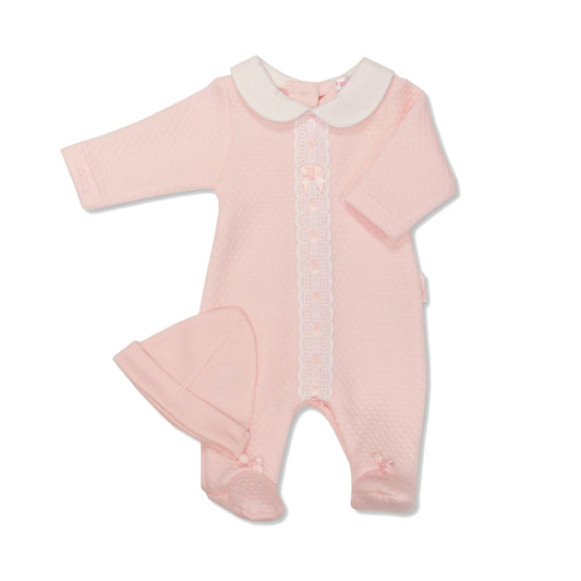 Tiny Baby Lace Trim Romper & Hat