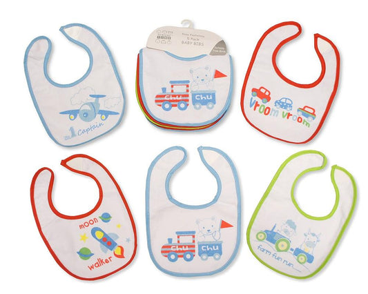 Nursery Time 5 Pack Bibs Blue