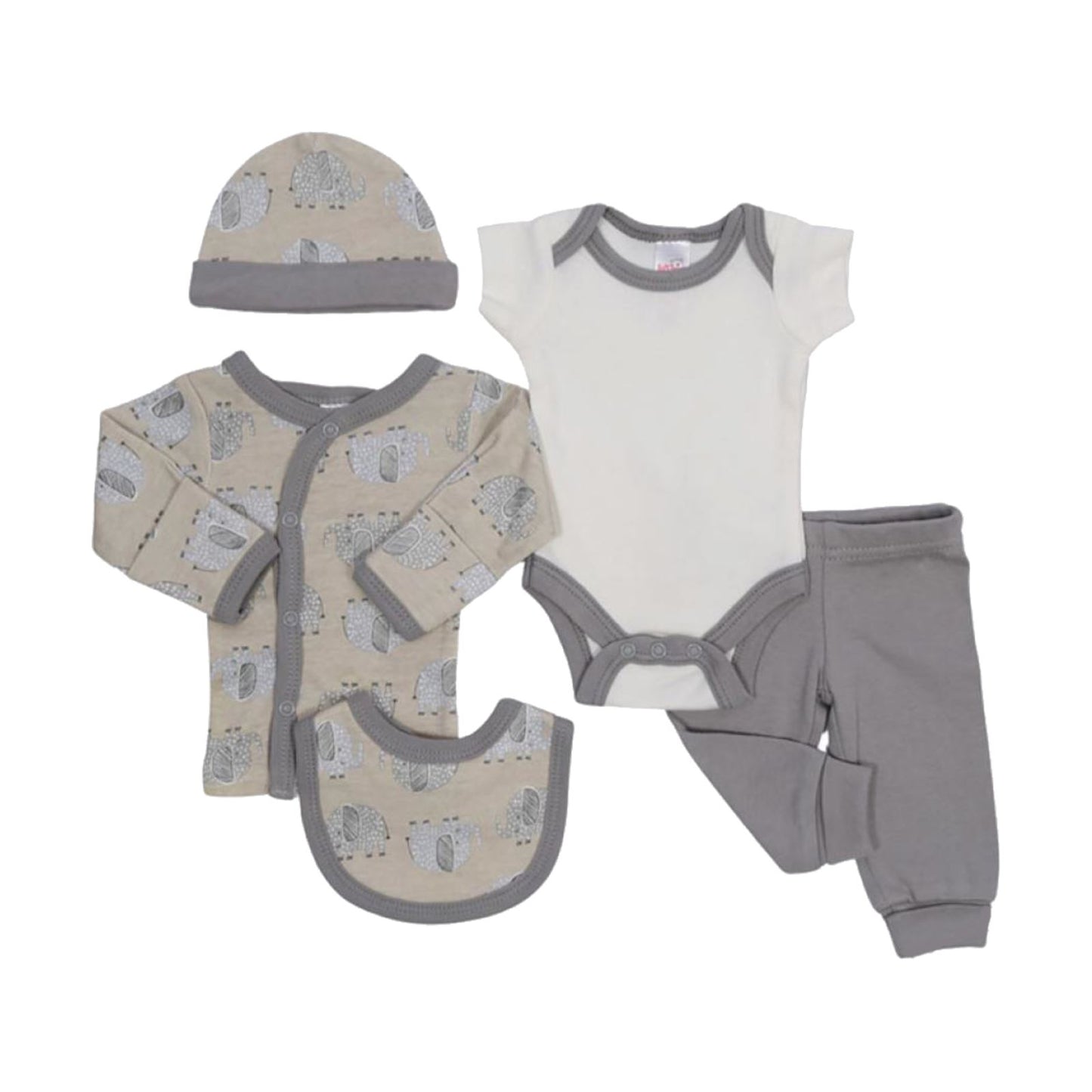 Tiny Baby Boys 5 Piece Elephant Layette Set 5-8lb