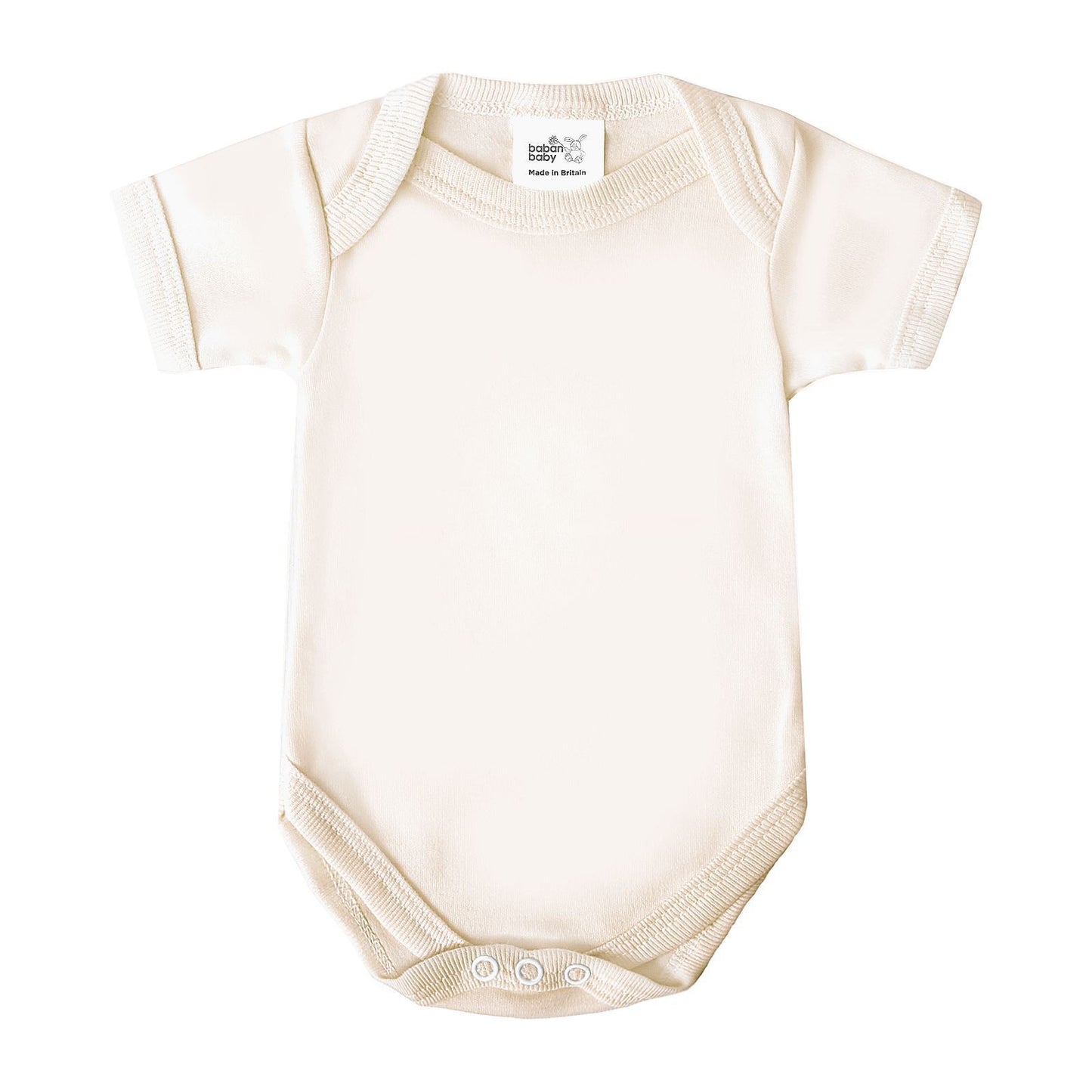 Baban Baby Bodysuits - 3 Pack - 100% Cotton, Made In Britain - Cream