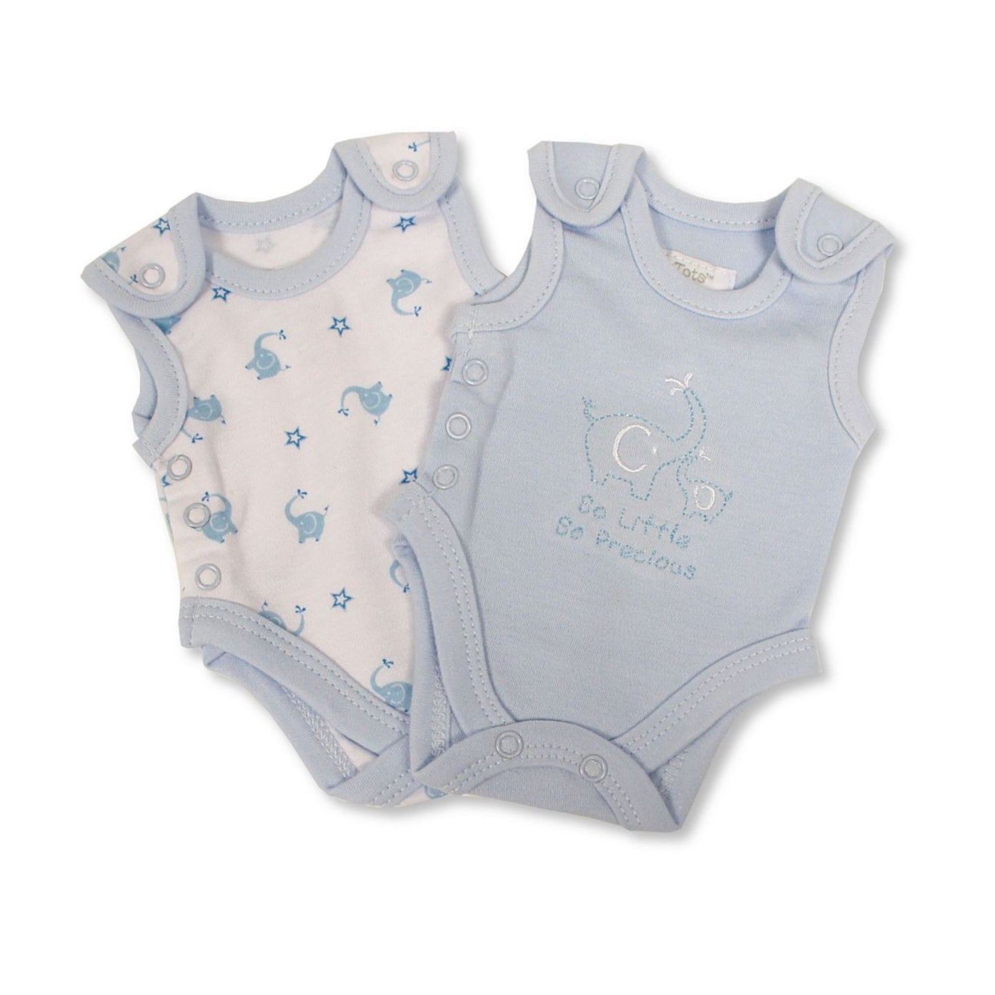 Premature Baby 2 Pack Incubator Bodysuits - Blue or Pink 4-5 lb