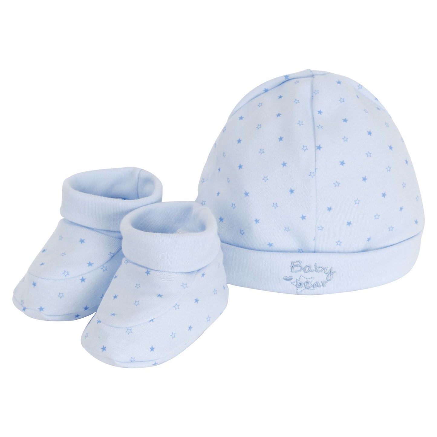 Baby Boys Hat & Booties Set - Pure Cotton, 0-3 Months - Blue