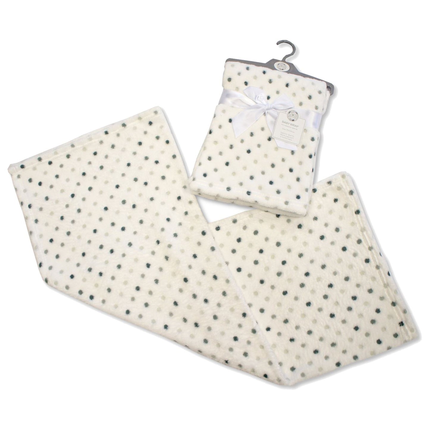 Baby Wrap, Fleece Swaddle Blanket - Dots, Boys, Girls - Grey