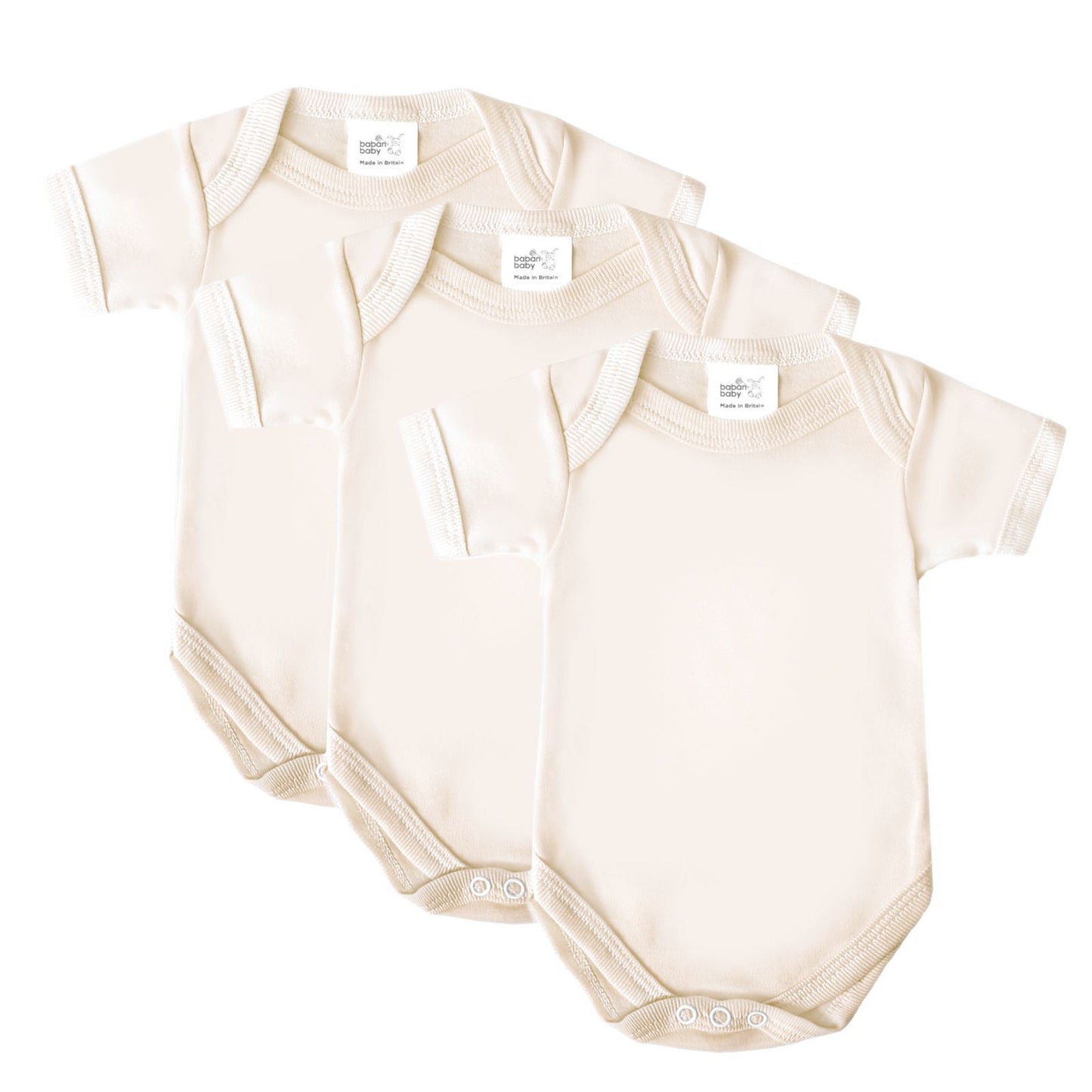 Premature Tiny Baby Bodysuits, Boys & Girls Baby Vests, 3 Pack - Cream