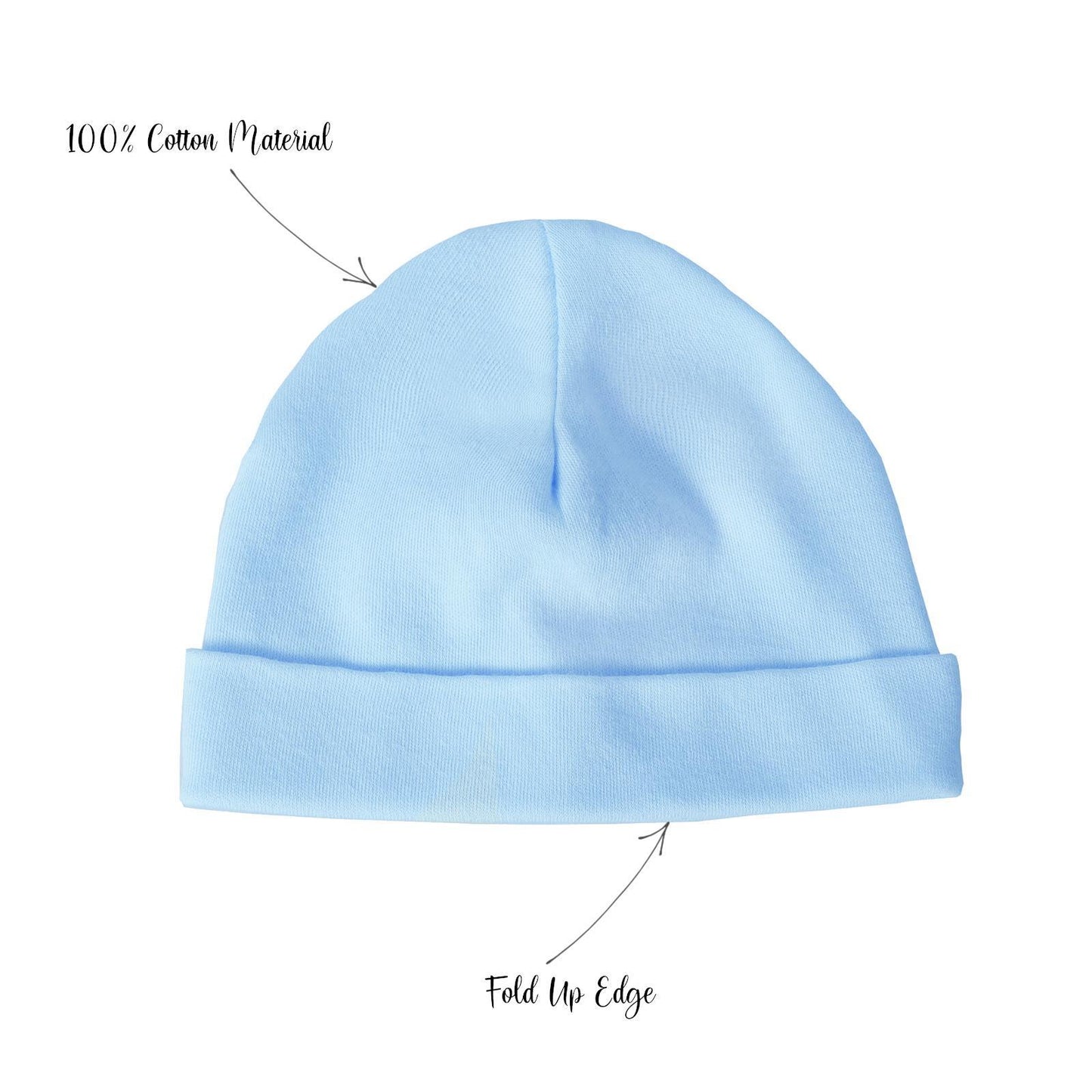 Baban Baby Hats - 2 Pack - 100% Cotton, Made In Britain - Blue