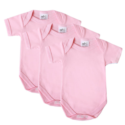 Premature Tiny Baby Bodysuits, Baby Girls Cotton Vests, 3 Pack - Pink