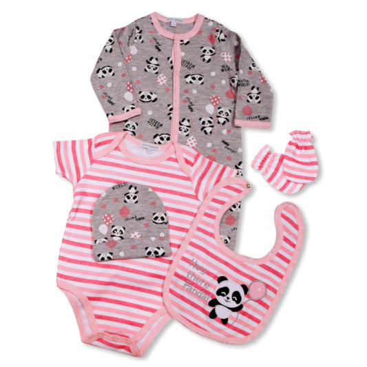 Baby Girls Layette Gift Set, Panda Theme, 100% Cotton Clothing, Pink