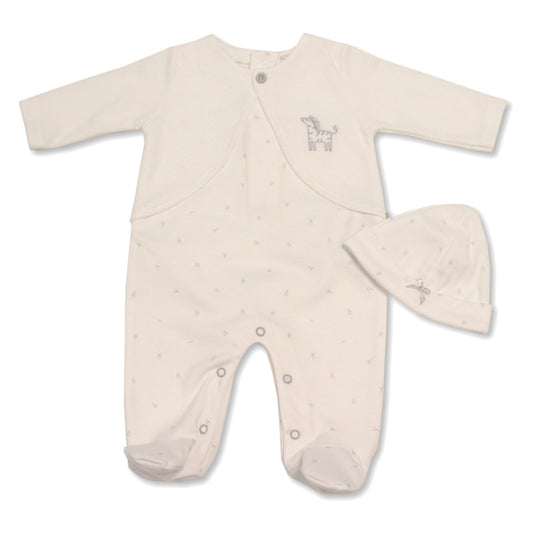 Baby Boys & Girls Outfite Set, Romper & Hat - Zebra Theme, White