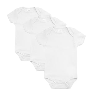 Baby Boys & Girls Bodysuits - 3 Pack, 100% Cotton, 0-6 Months - White