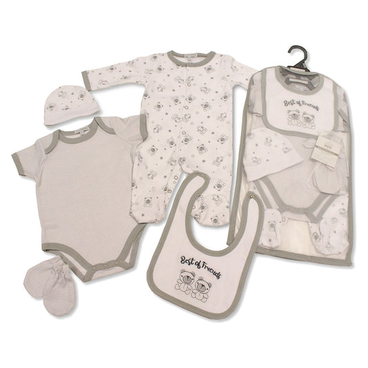 5 Piece Layette Set - Grey - Boys & Girls Pure Cotton Gift Set