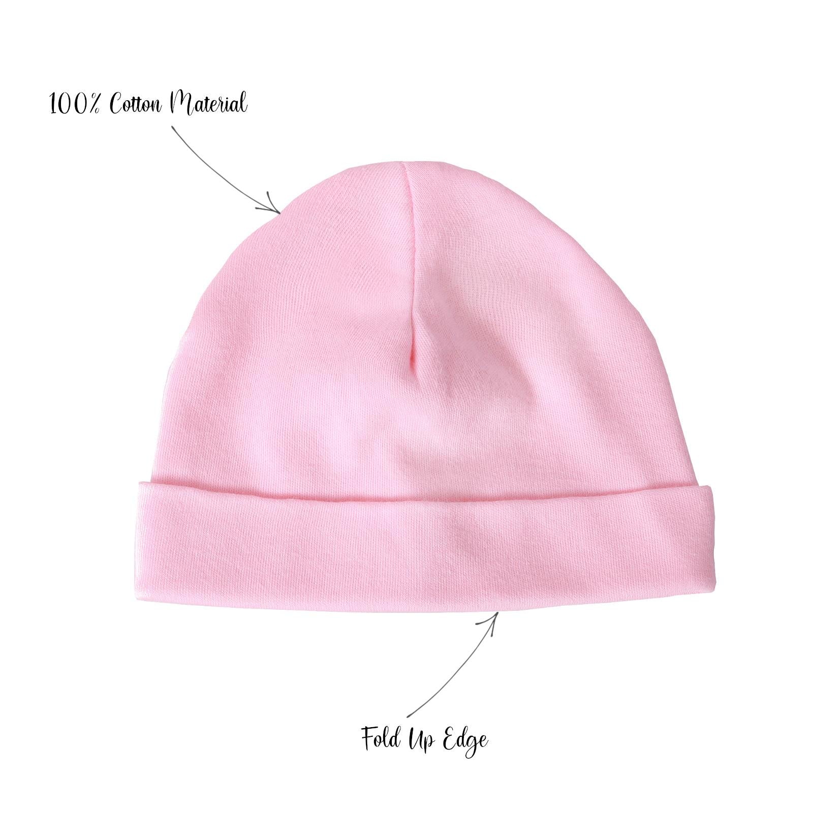 Baban Baby Hats - 2 Pack - 100% Cotton, Made In Britain - Pink