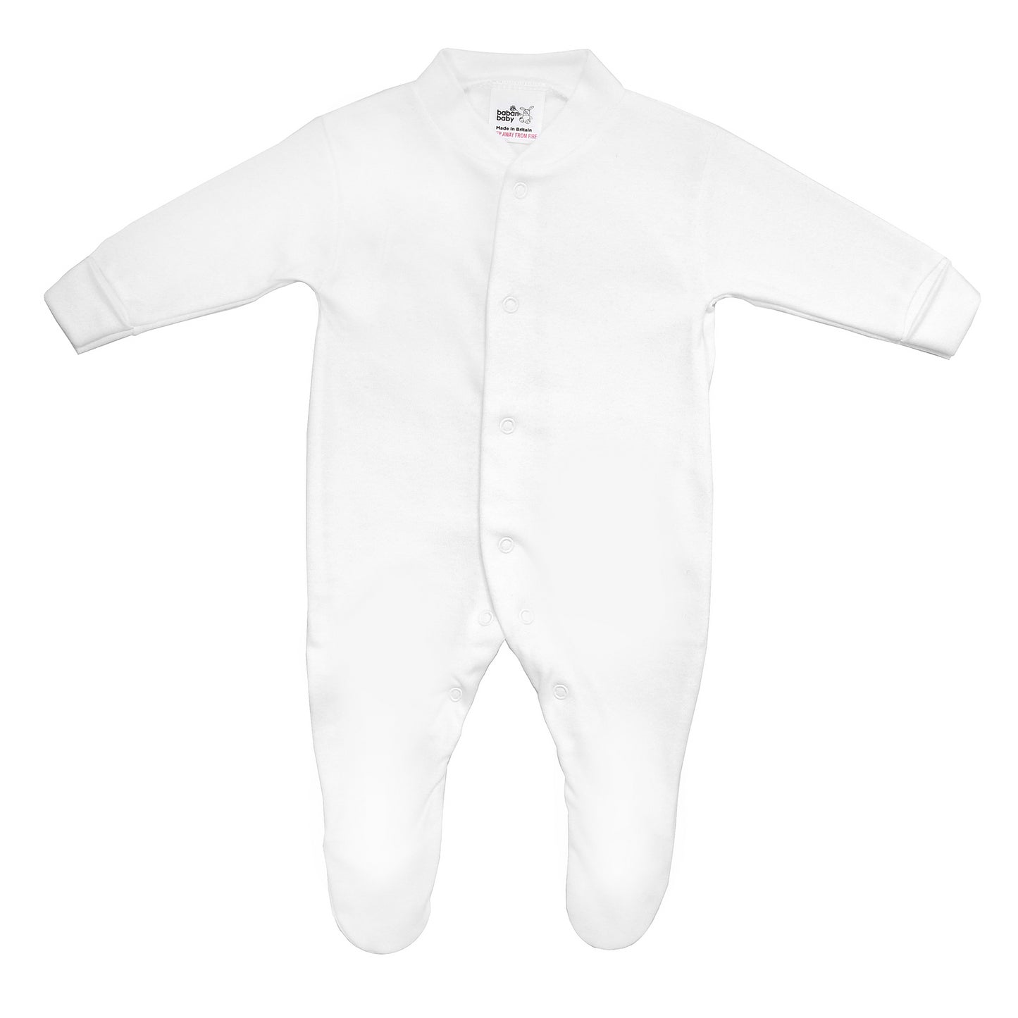 Baby Boys Set, Sleepsuit, Bodysuit, Hat, Made in UK, Pure Cotton, White