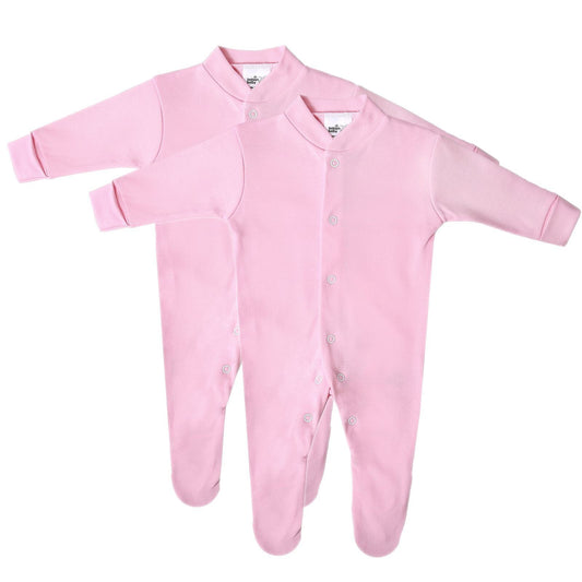 Premature Tiny Baby Girls Sleepsuits, Preemie Baby Grows, 2 Pack, Pink