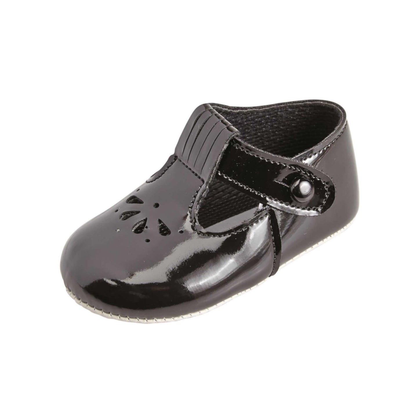 Baby Girls Leather Shoes - Petal, UK 0-4 - Made in Britain - Black