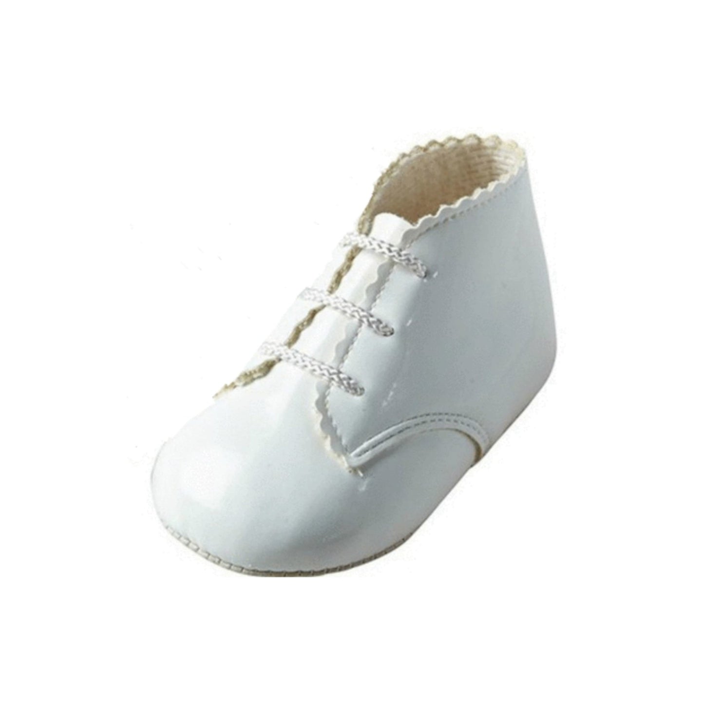 Baby Girls Lace Up Boots, Leather - Made in Britain - White Patent