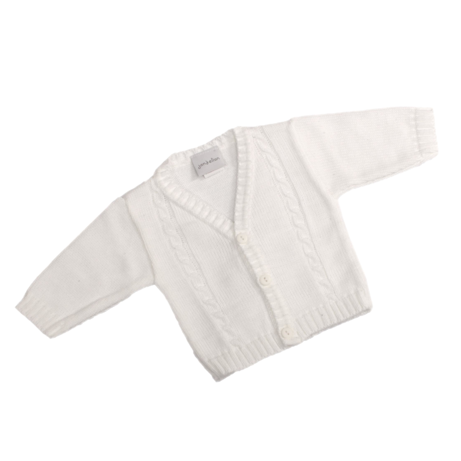 Baby Boys Cable Knitted Cardigan - White, Dandelion - 0-18 Months