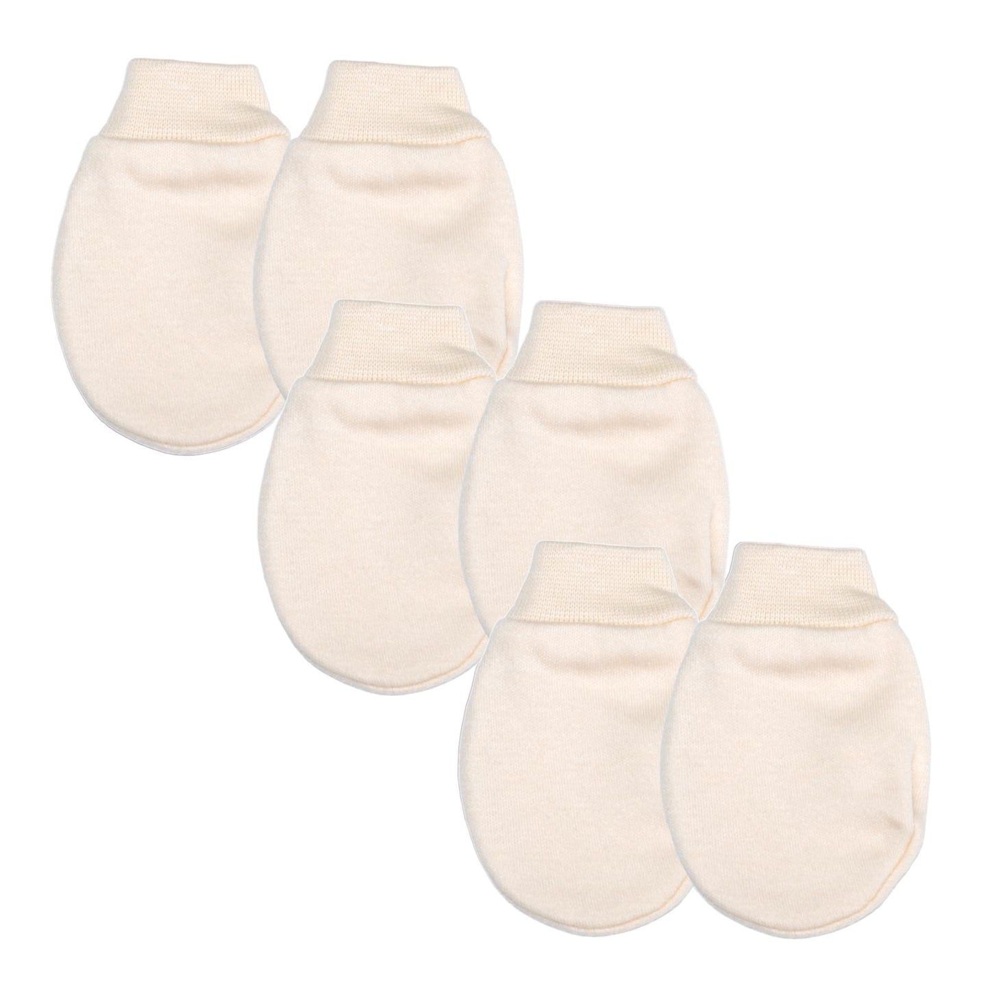 Baby Boys & Girls Scratch Mitts, 3 Pairs, Cotton, Made in UK - Cream