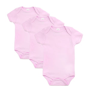 Baby Girls Bodysuits - 3 Pack, 100% Cotton, 0-6 Months - Pink