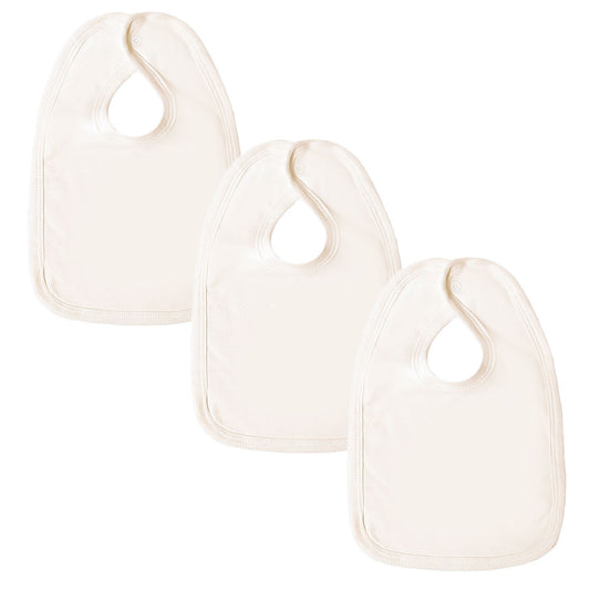 Baban Baby Bibs - 3 Pack - 100% Cotton, Made In Britain - Cream