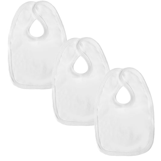 Baban Baby Bibs - 3 Pack - 100% Cotton, Made In Britain - White