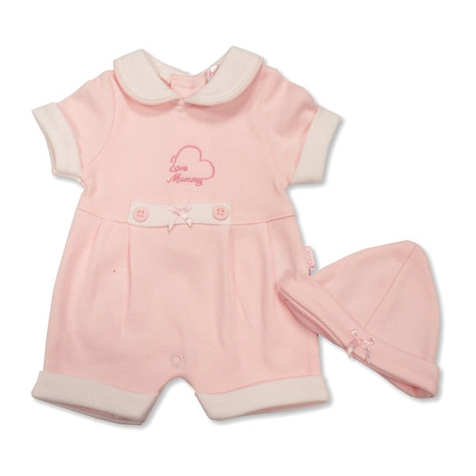 Tiny Chick Romper with Hat 'I Love Mummy' 5-8lb