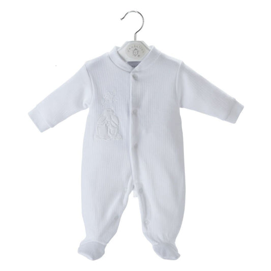 Baby Ribbed Sleepsuit - Pure Cotton - White - Dandelion