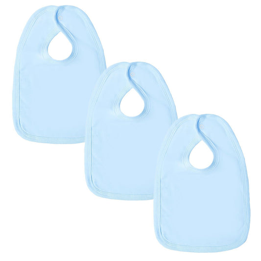 Baban Baby Bibs - 3 Pack - 100% Cotton, Made In Britain - Blue