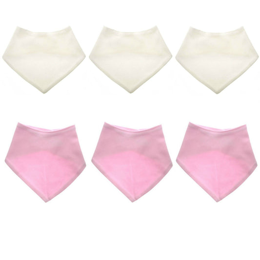 Baby Girls Bandana Bibs - 6 Pack, 100% cotton, Pink & Cream